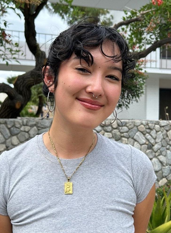 portrait of Daisy Okazaki in front of Mead Hall